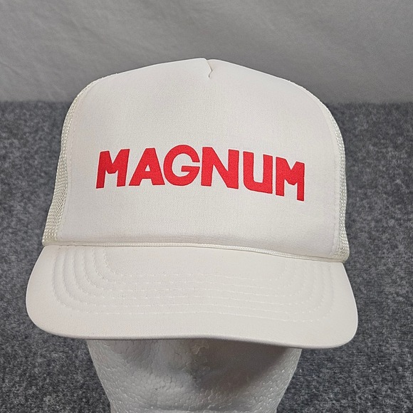 Headwear II Other - Vintage 90s Magnum‎ Trucker Hat White Red Mesh Snapback Foam Front Streetwear